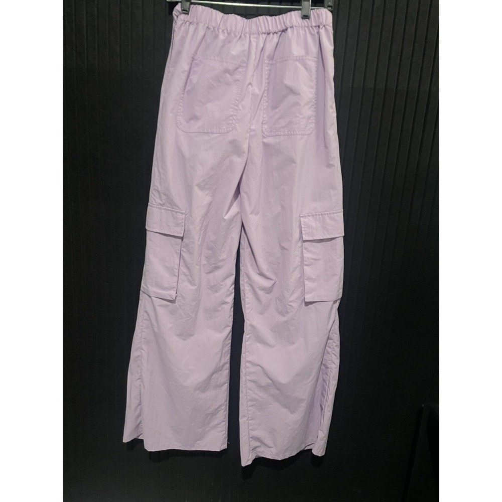 Forever 21 Women's M Purple Cargo Wide Leg Nylon Pants Casual Utility Streetwear